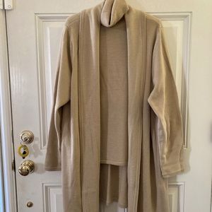 Dialogue UltraMerino Open Shawl Cardigan & Shell/Light Camel/Size L/EUC!